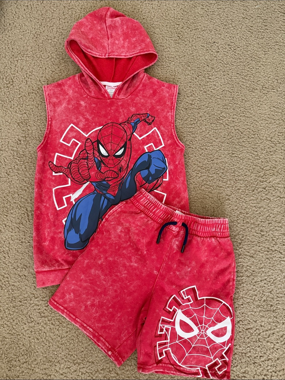 Spider-Man Red Hooded Sleeveless Set